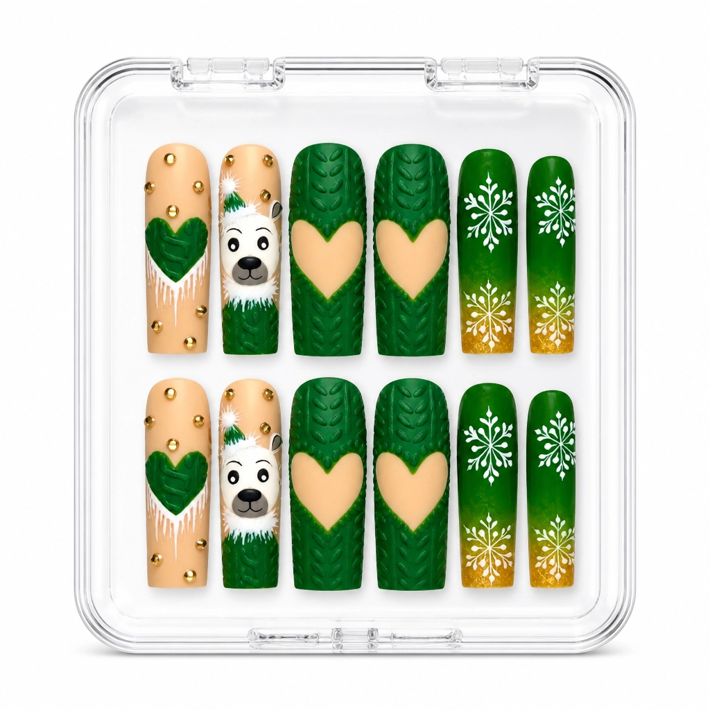 Press-on Nails Wholesale $14.90 Festive Forest Heart by Yabe Vietnam