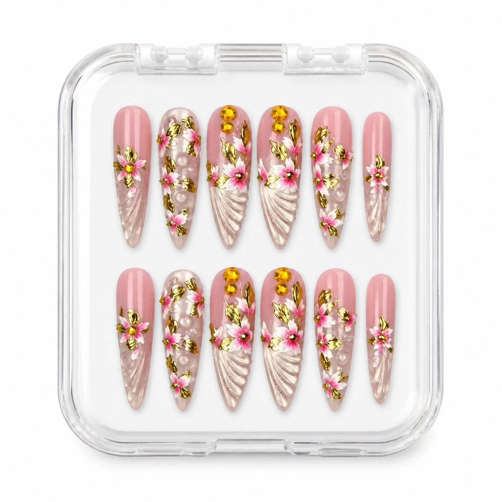 Press-on Nails Wholesale $14.90 Gilded Blossom by Yabe Vietnam