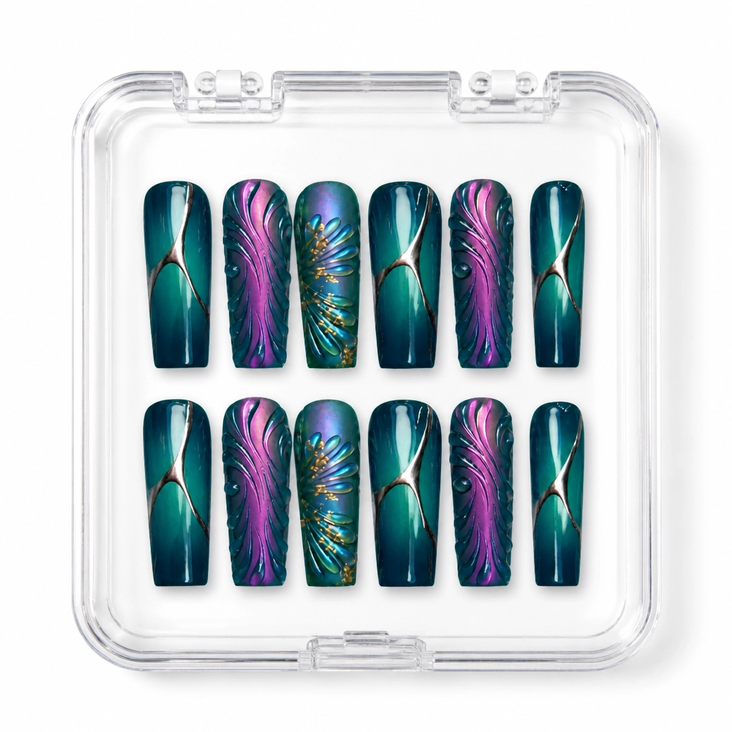Press-on Nails Wholesale $14.90 Cosmic Feather by Yabe Vietnam