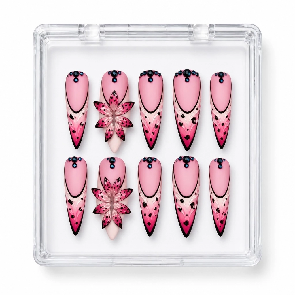 Press-on Nails Wholesale $14.90 Floral Stiletto Blush by Yabe Vietnam