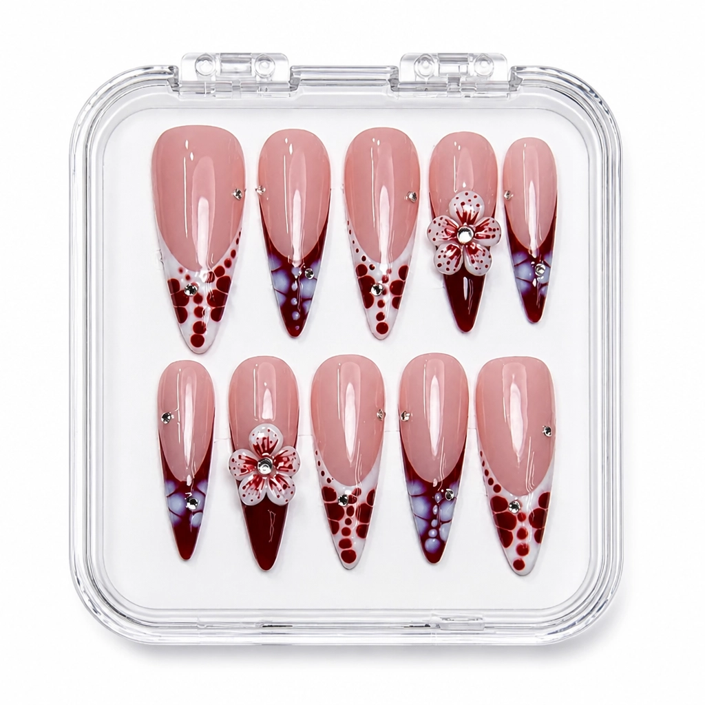 Press-on Nails Wholesale $14.90 Crimson Cascade by Yabe Vietnam