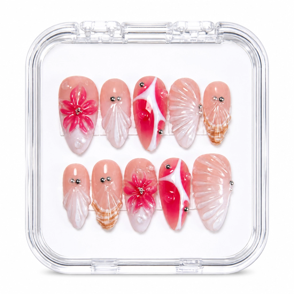 Press-on Nails Wholesale $14.90 Crimson Blossom by Yabe Vietnam
