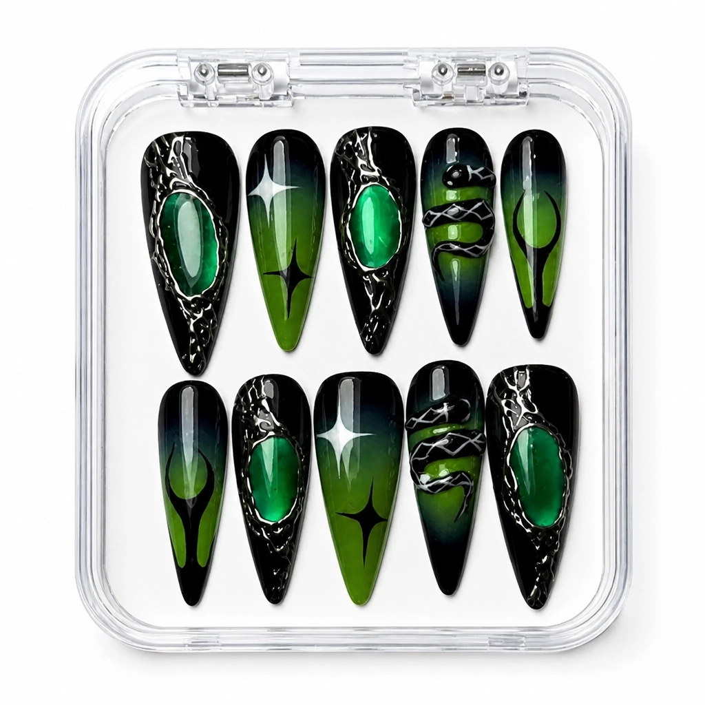 Press-on Nails Wholesale $14.90 Emerald Elegance by Yabe Vietnam