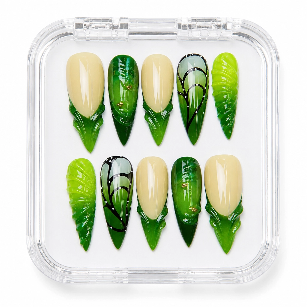 Press-on Nails Wholesale $14.90 Emerald Enchantment by Yabe Vietnam