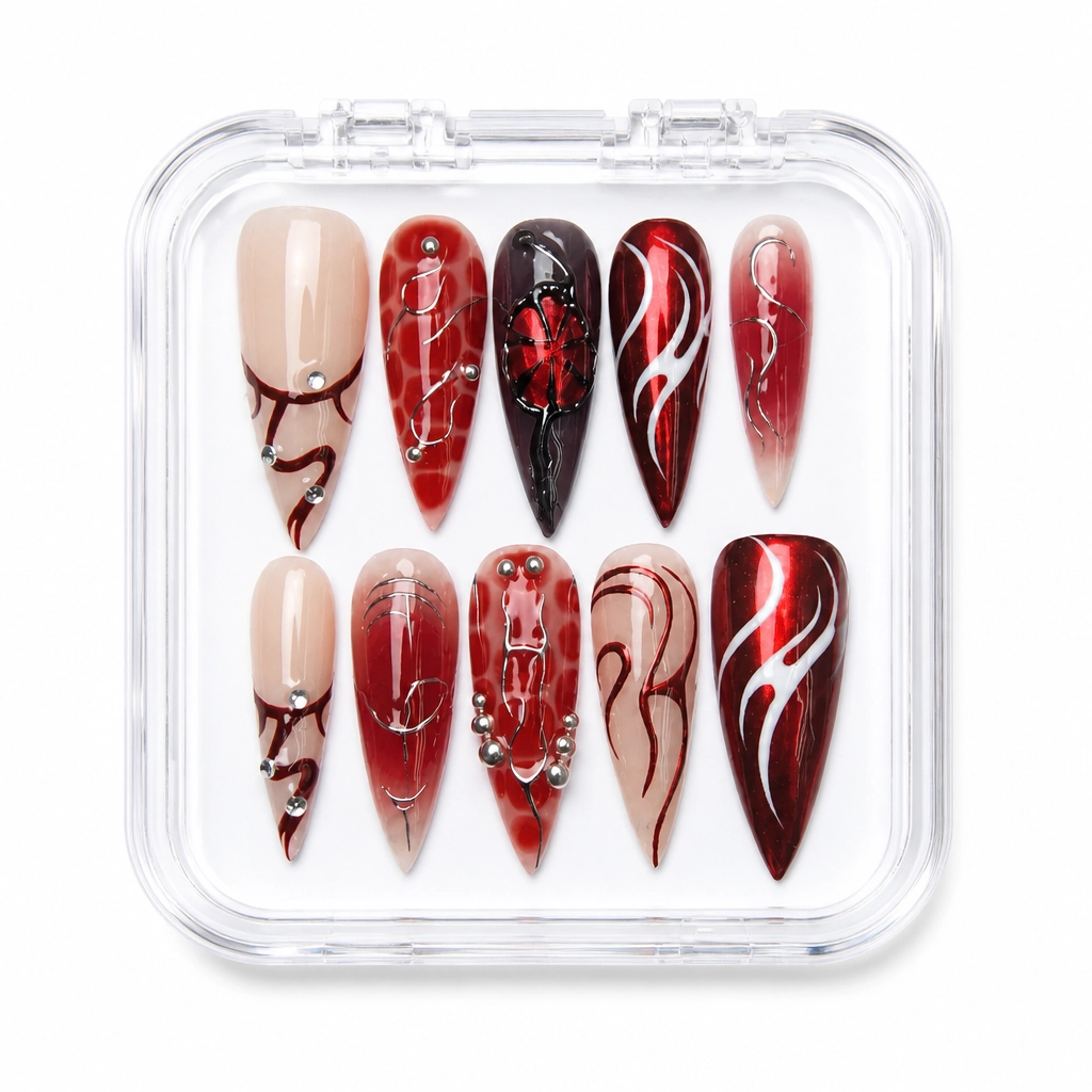 Press-on Nails Wholesale $14.90 Crimson Elegance by Yabe Vietnam