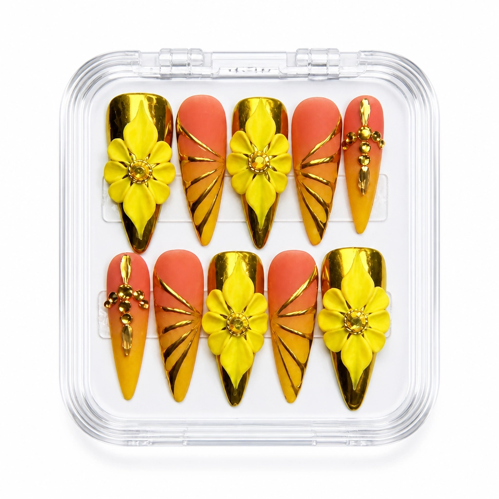 Press-on Nails Wholesale $14.90 Solar Blossom by Yabe Vietnam