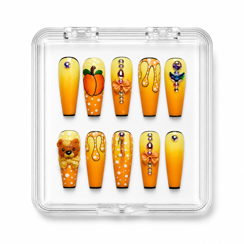 Press-on Nails Wholesale $14.90 Amber Sunset Bloom by Yabe Vietnam