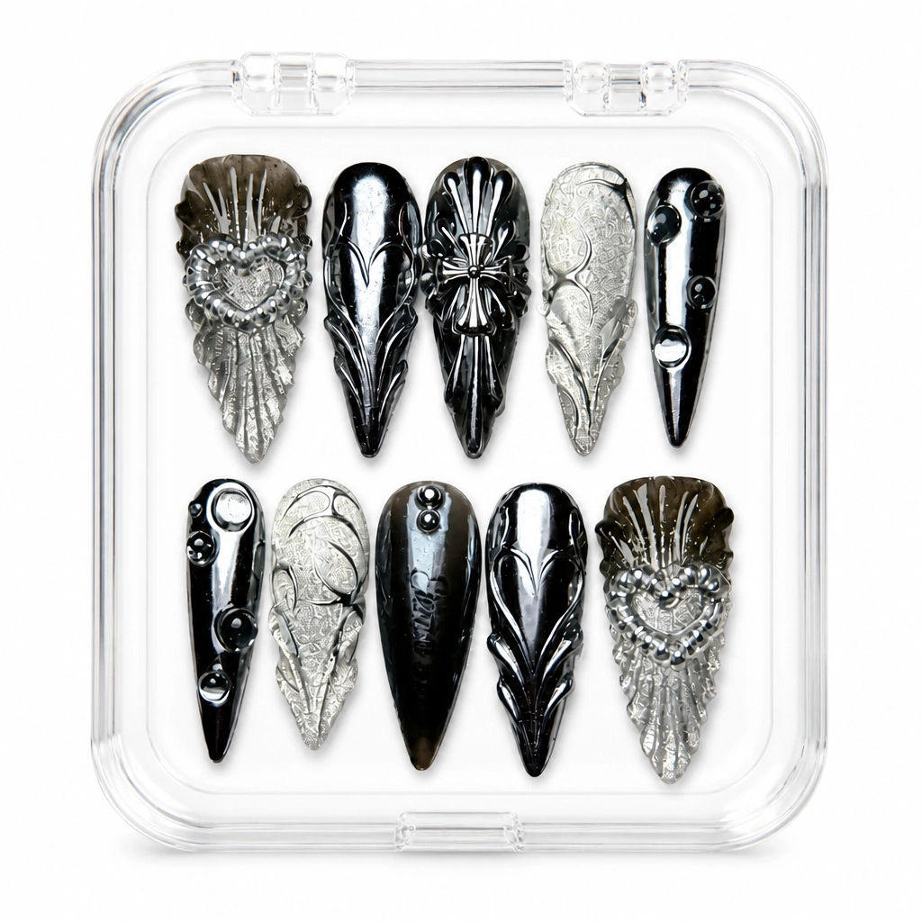Press-on Nails Wholesale $14.90 Noir Celestial Wings by Yabe Vietnam