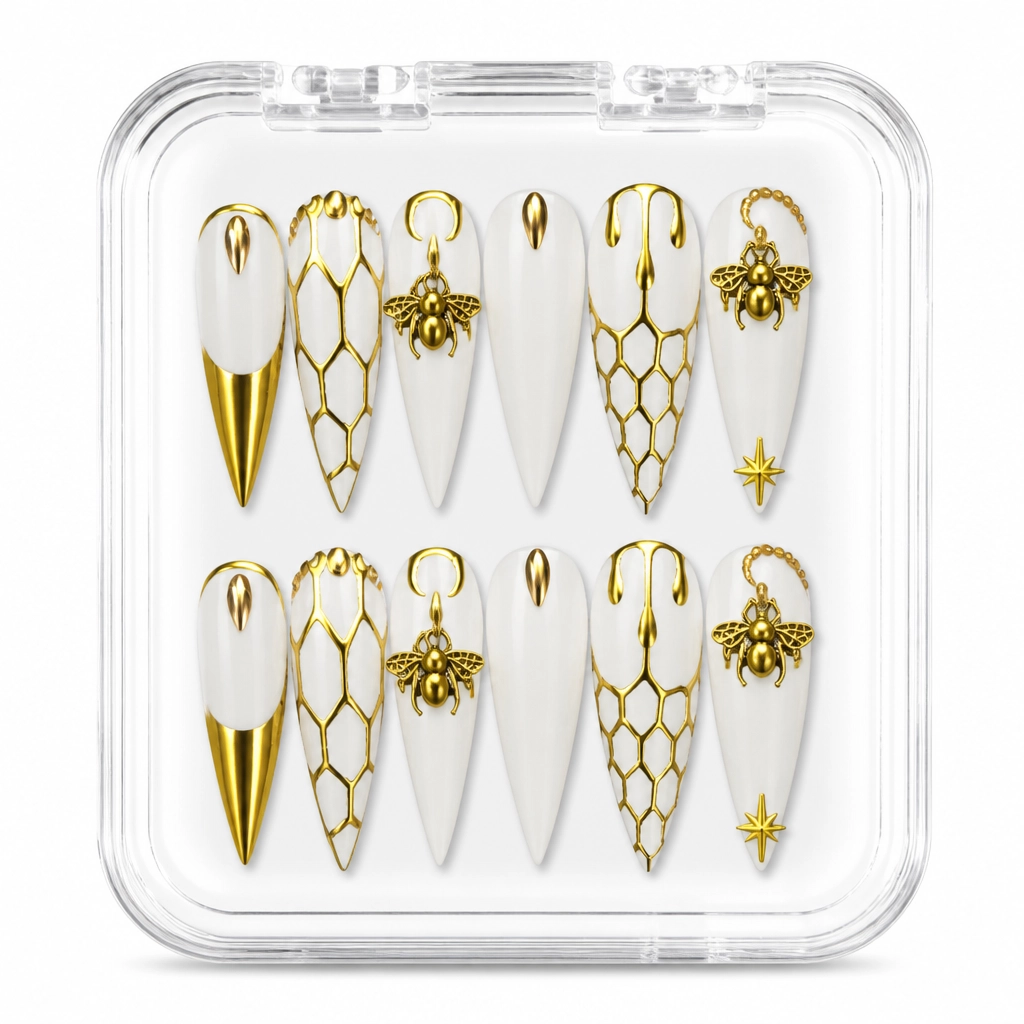 Press-on Nails Wholesale $14.90 Golden Lattice Glam by Yabe Vietnam