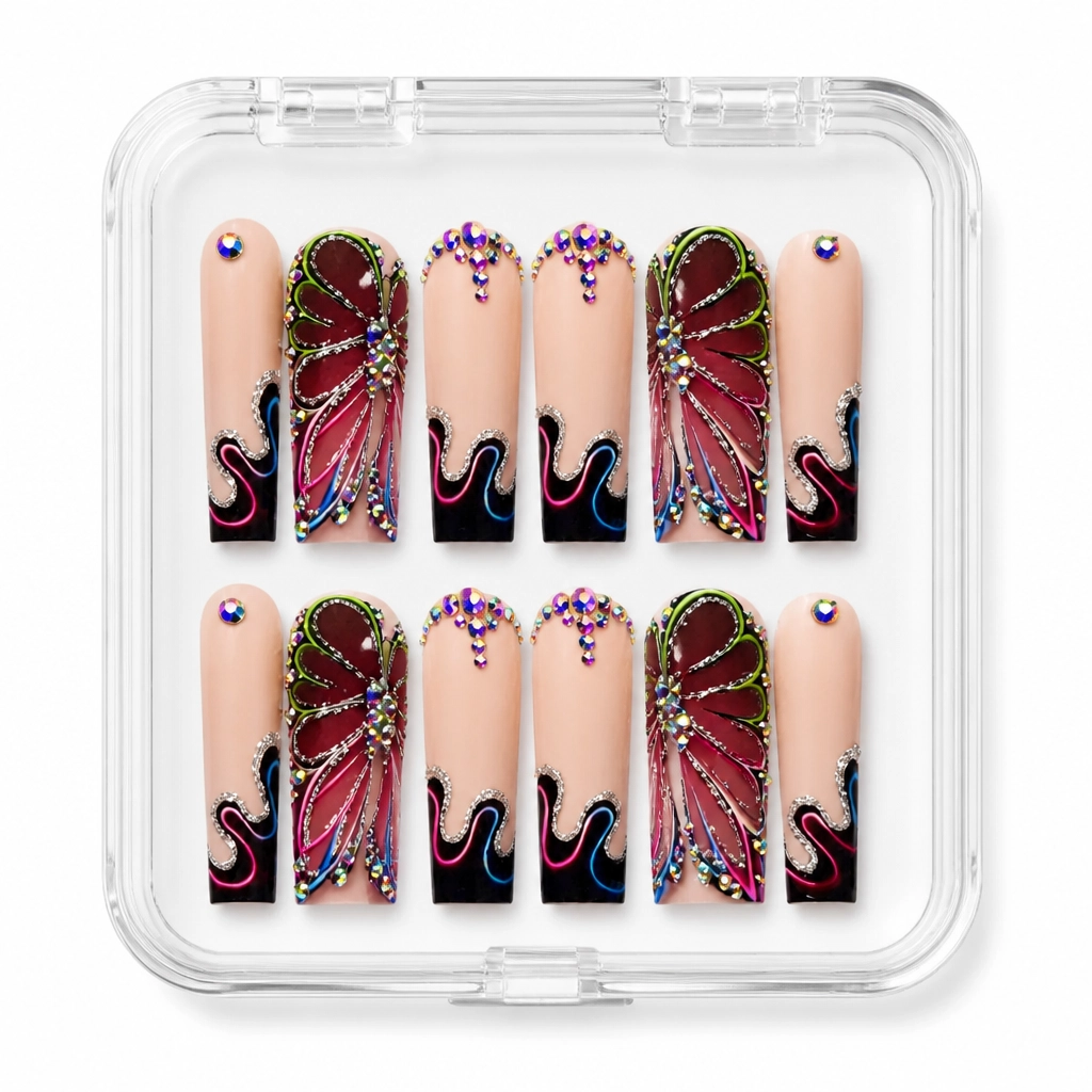 Press-on Nails Wholesale $14.90 Crimson Bloom by Yabe Vietnam