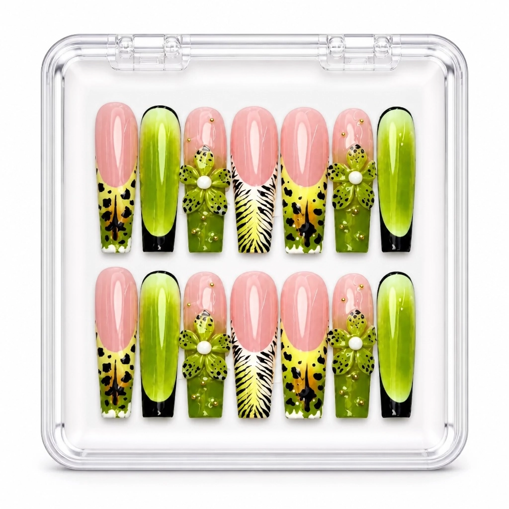 Press-on Nails Wholesale $14.90 Tropical Neon Bloom by Yabe Vietnam