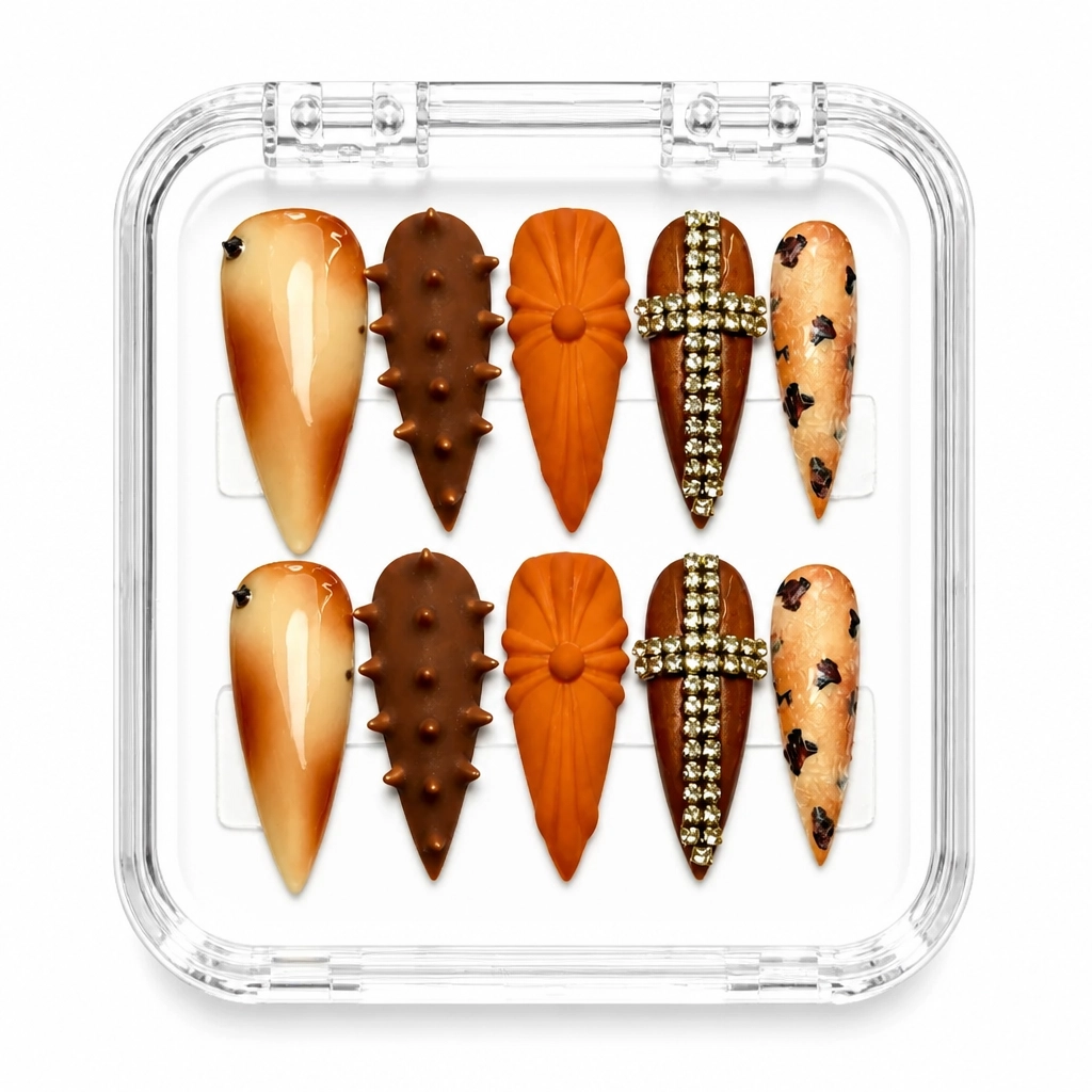 Press-on Nails Wholesale $14.90 Golden Luxury Stiletto by Yabe Vietnam