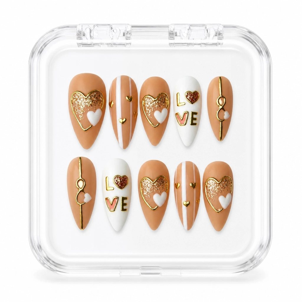 Press-on Nails Wholesale $14.90 Golden Love by Yabe Vietnam
