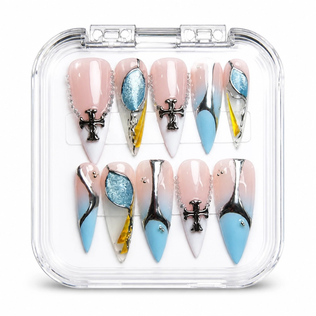 Press-on Nails Wholesale $14.90 Nude Celestial Cross by Yabe Vietnam