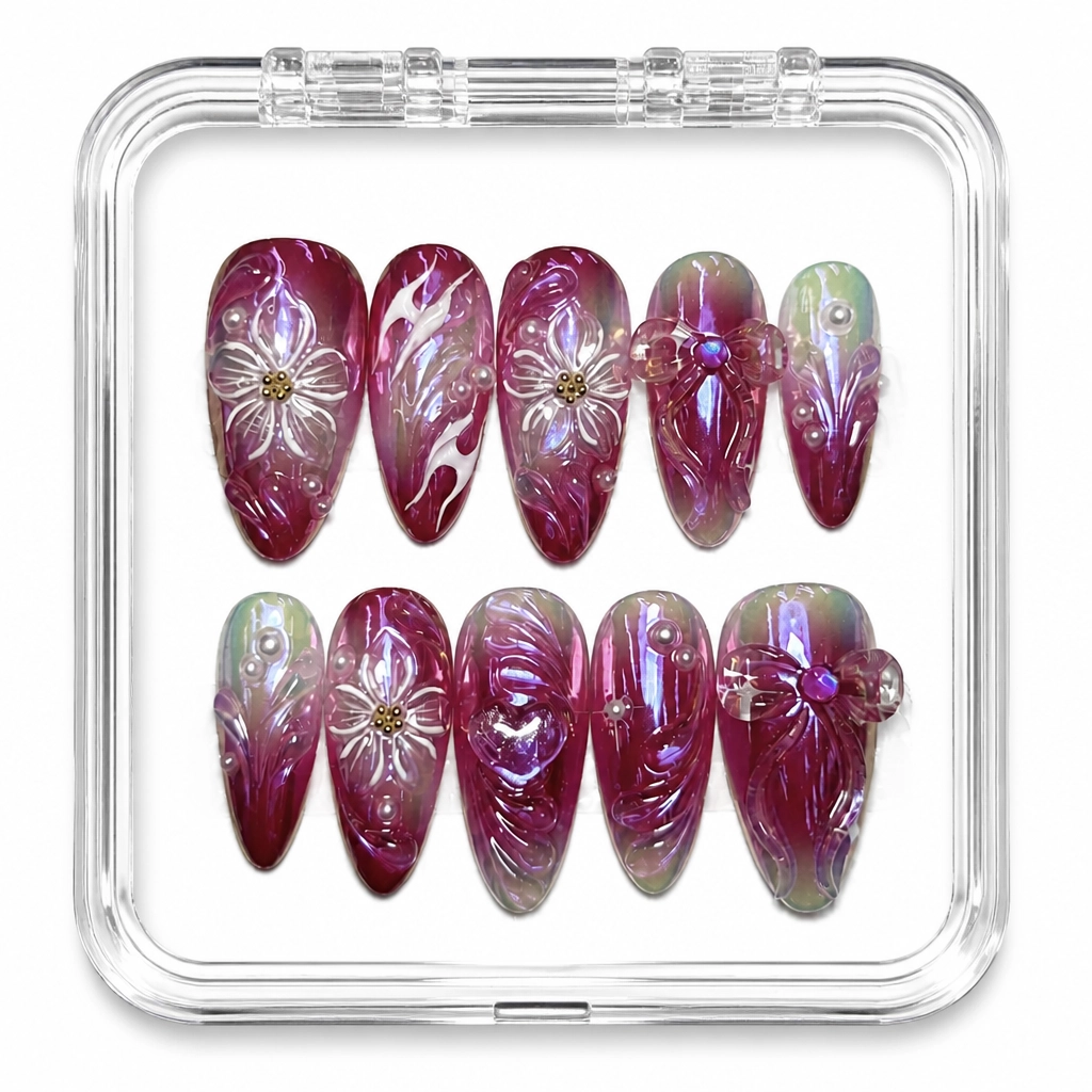 Press-on Nails Wholesale $14.90 Crimson Celestial by Yabe Vietnam