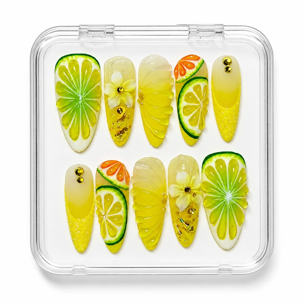 Press-on Nails Wholesale $14.90 Citrus Elegance by Yabe Vietnam