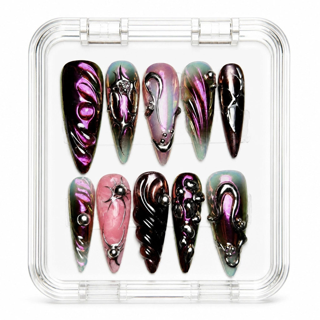 Press-on Nails Wholesale $14.90 Obsidian Chrome by Yabe Vietnam