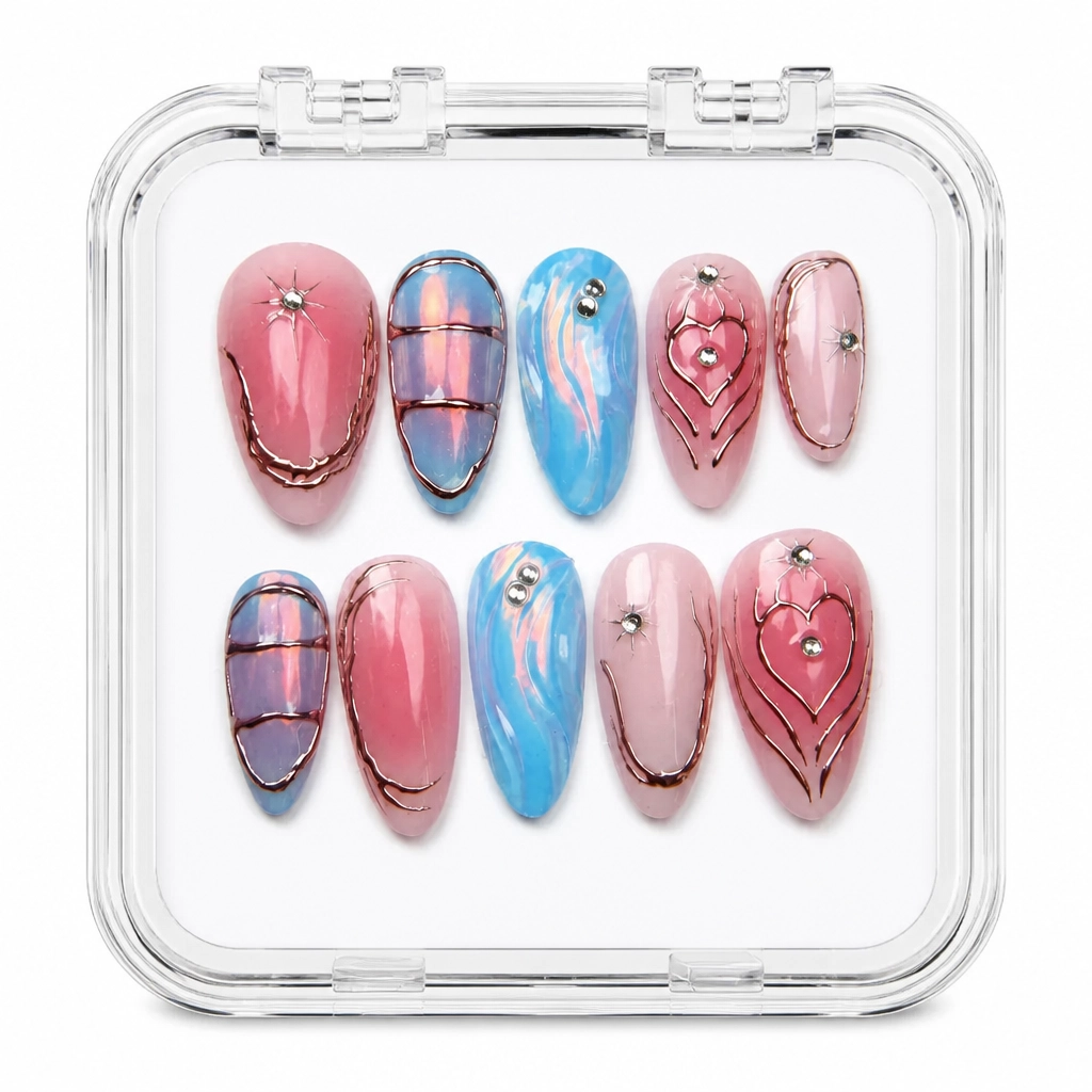 Press-on Nails Wholesale $14.90 Magenta Geometry by Yabe Vietnam
