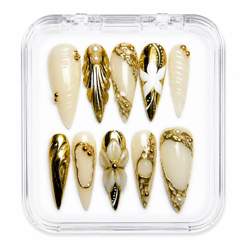 Press-on Nails Wholesale $14.90 Golden Elegance by Yabe Vietnam