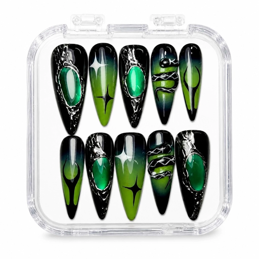 Press-on Nails Wholesale $14.90 Emerald Enchantment by Yabe Vietnam