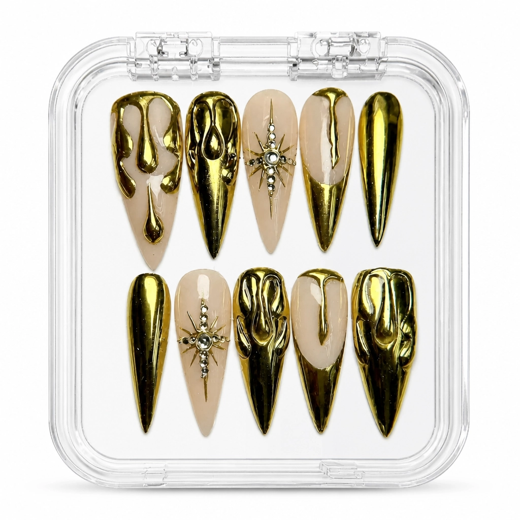 Press-on Nails Wholesale $14.90 Golden Obsidian by Yabe Vietnam