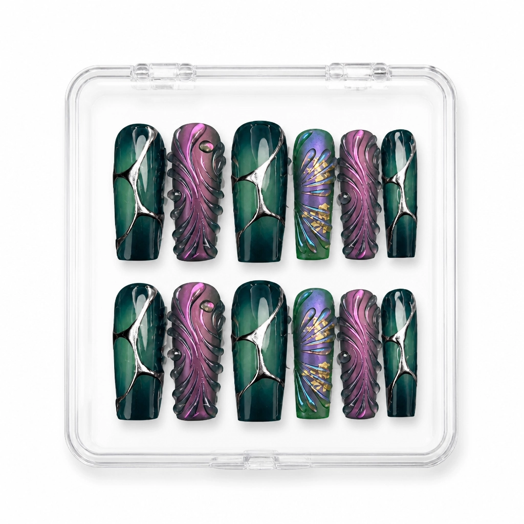 Press-on Nails Wholesale $14.90 Emerald Mystique by Yabe Vietnam