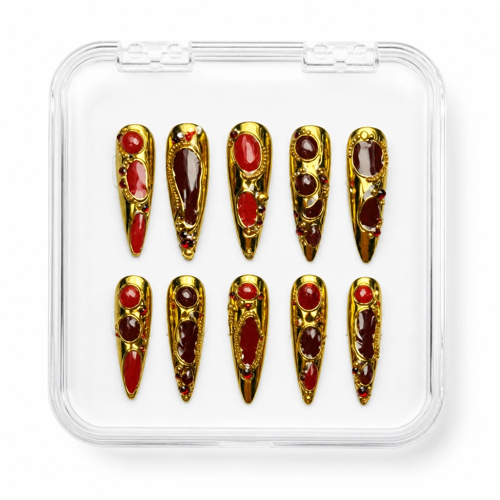 Press-on Nails Wholesale $14.90 Crimson Geometry by Yabe Vietnam
