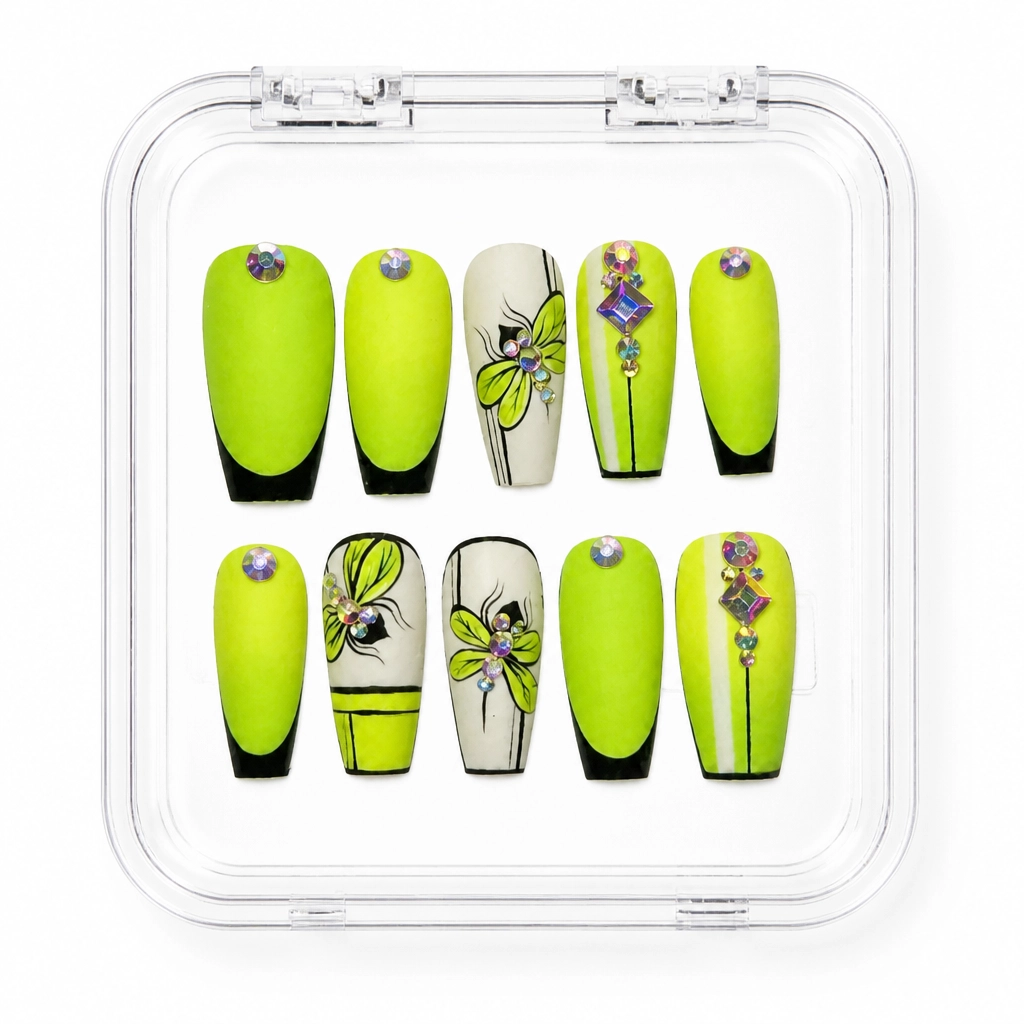 Press-on Nails Wholesale $14.90 Neon Botanical Bliss by Yabe Vietnam