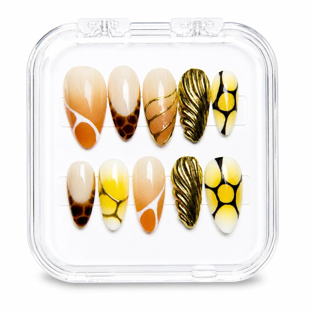 Press-on Nails Wholesale $14.90 Golden Geometry by Yabe Vietnam