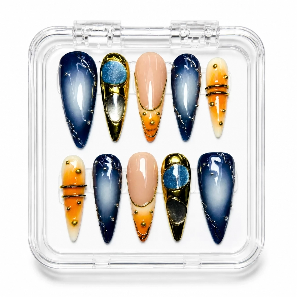 Press-on Nails Wholesale $14.90 Navy Luxe by Yabe Vietnam