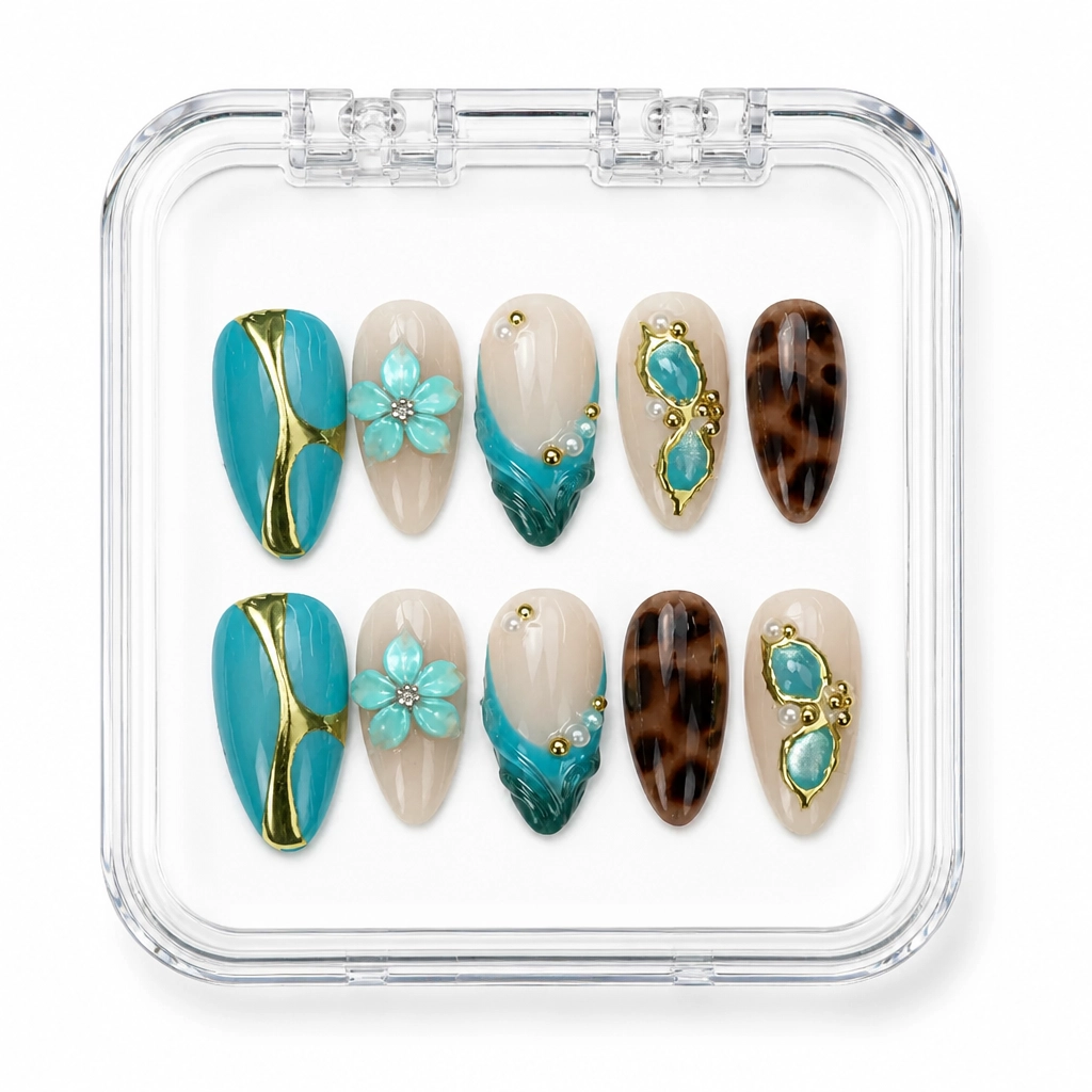 Press-on Nails Wholesale $14.90 Turquoise Elegance by Yabe Vietnam