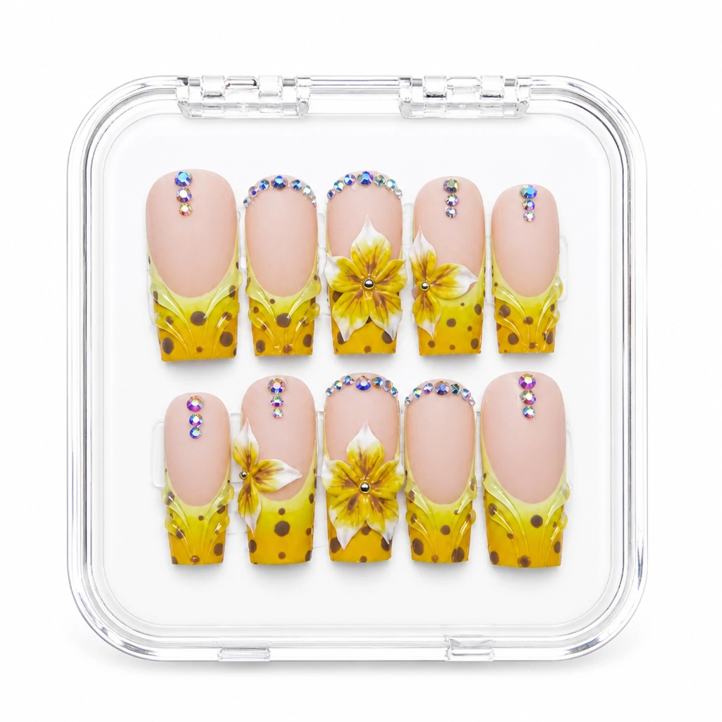 Press-on Nails Wholesale $14.90 Sunflower Serenity by Yabe Vietnam