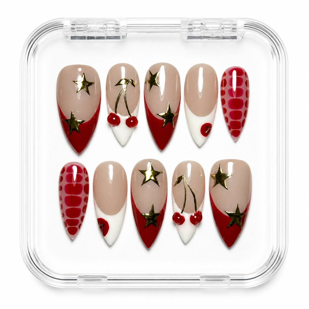 Press-on Nails Wholesale $14.90 Crimson Star Elegance by Yabe Vietnam