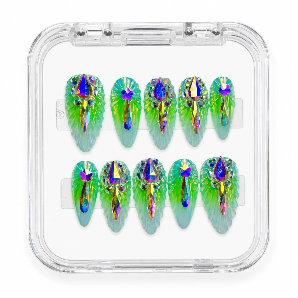 Press-on Nails Wholesale $14.90 Prismatic Parrot by Yabe Vietnam