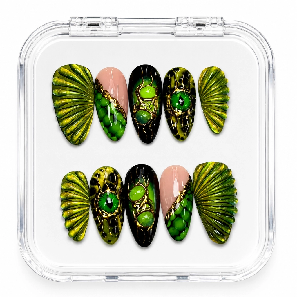Press-on Nails Wholesale $14.90 Emerald Wings by Yabe Vietnam
