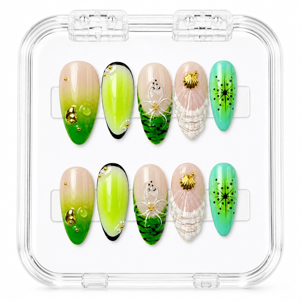 Press-on Nails Wholesale $14.90 Emerald Garden by Yabe Vietnam