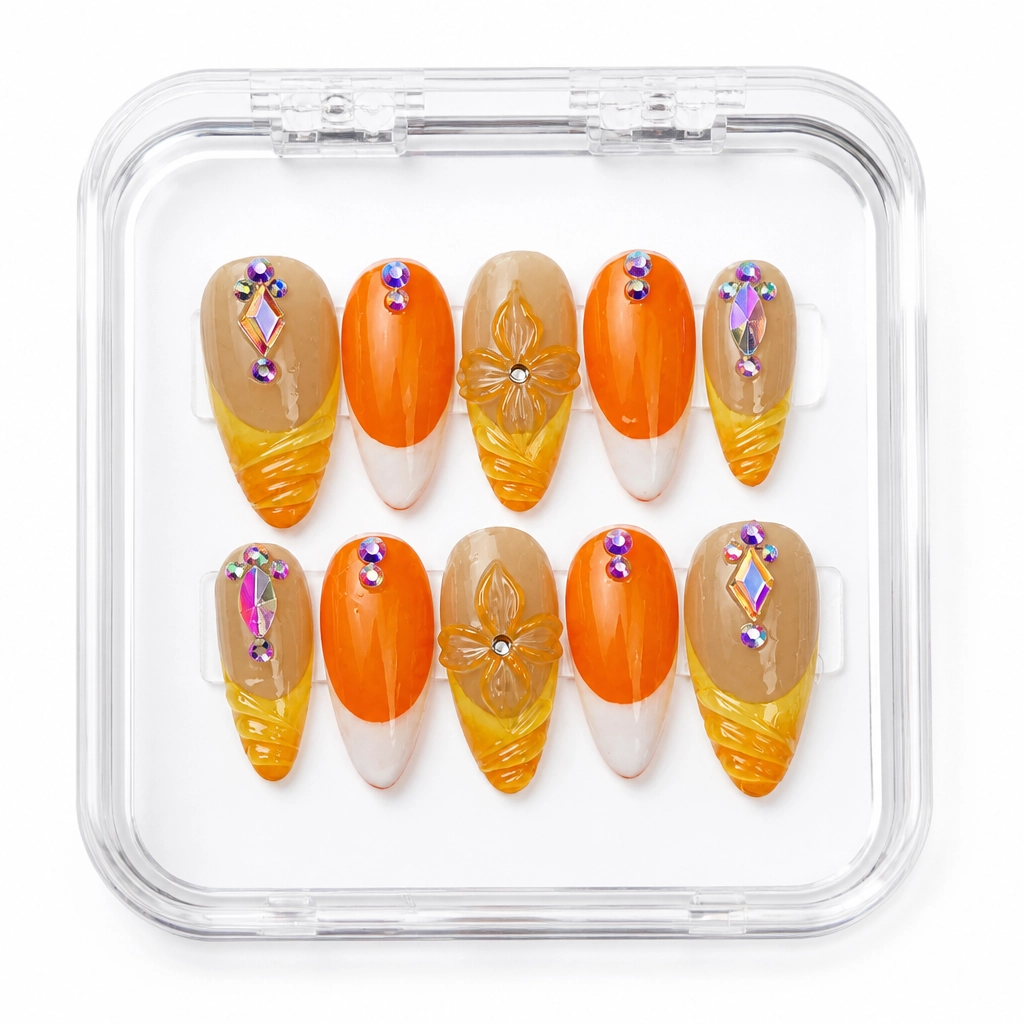 Press-on Nails Wholesale $14.90 Orange Sunset Luxe by Yabe Vietnam