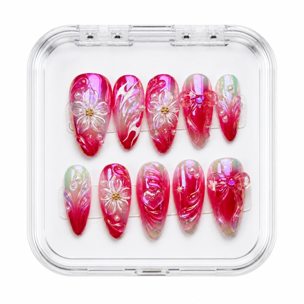 Press-on Nails Wholesale $14.90 Crimson Blossom by Yabe Vietnam
