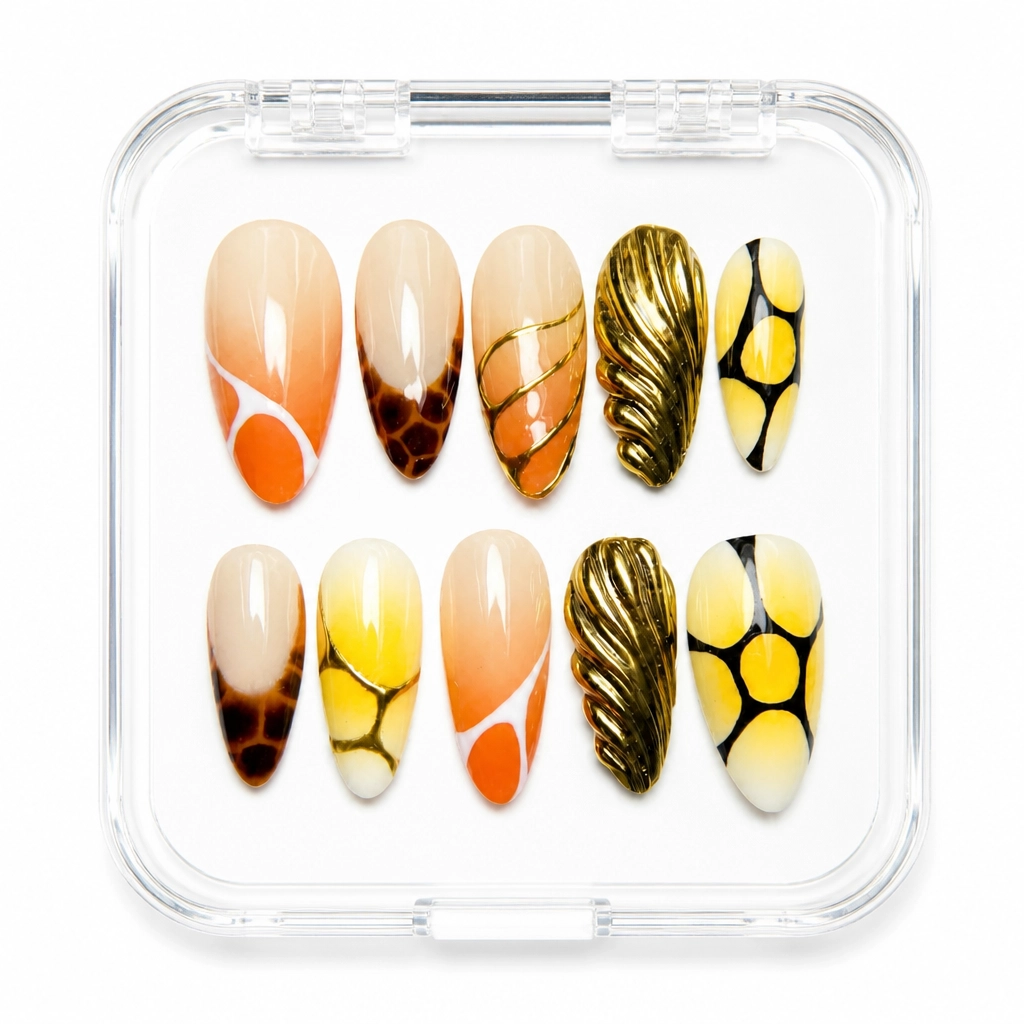 Press-on Nails Wholesale $14.90 Golden Geometry by Yabe Vietnam