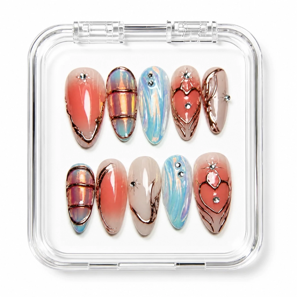 Press-on Nails Wholesale $14.90 Coral Iridescence by Yabe Vietnam