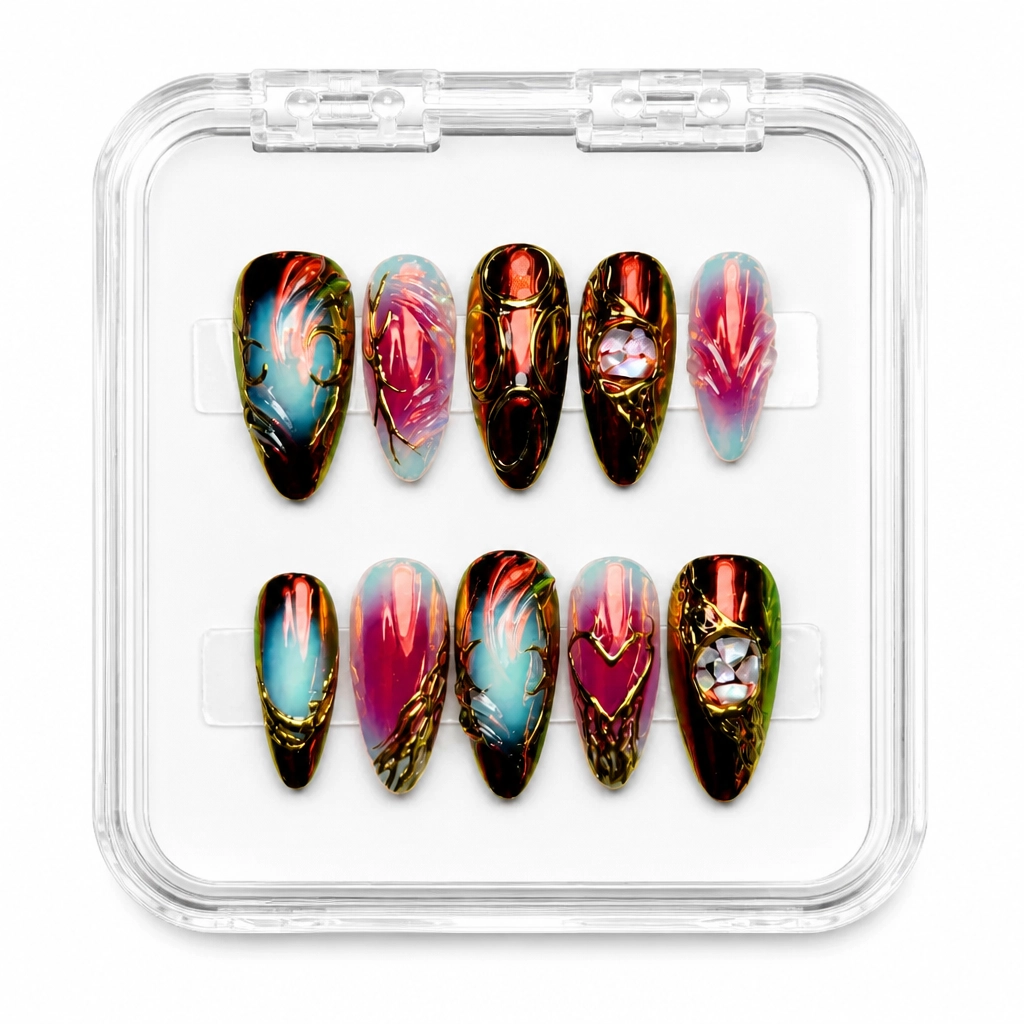 Press-on Nails Wholesale $14.90 Burgundy Aurora by Yabe Vietnam
