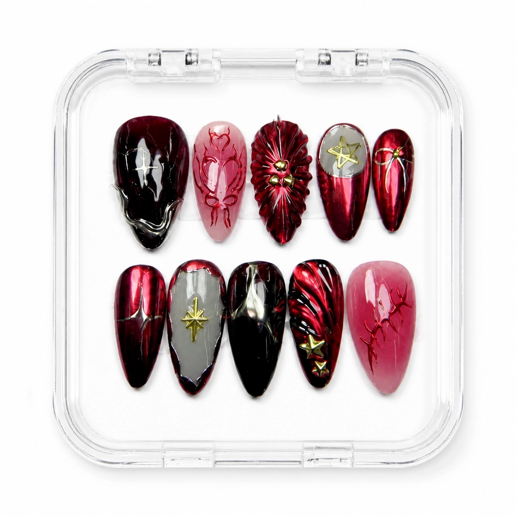 Press-on Nails Wholesale $14.90 Crimson Elegance by Yabe Vietnam