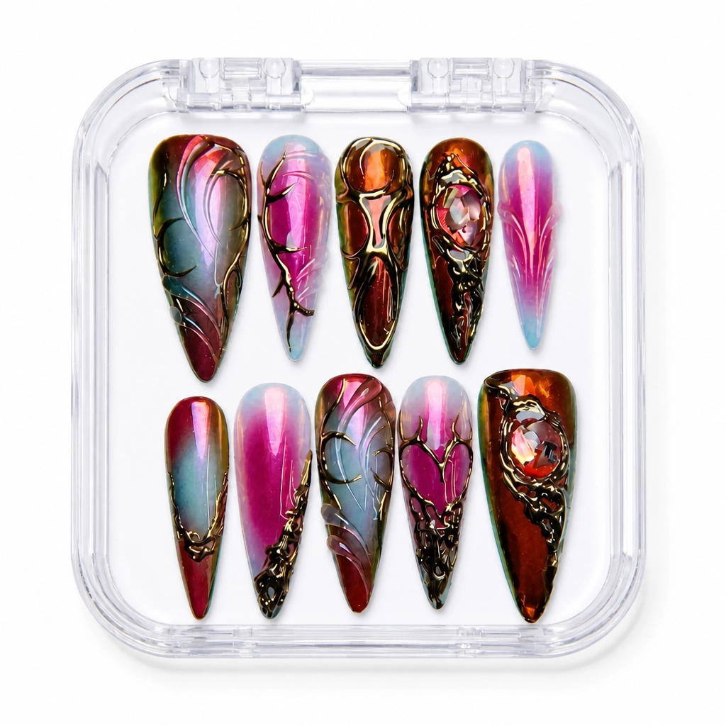 Press-on Nails Wholesale $14.90 Crimson Bloom by Yabe Vietnam
