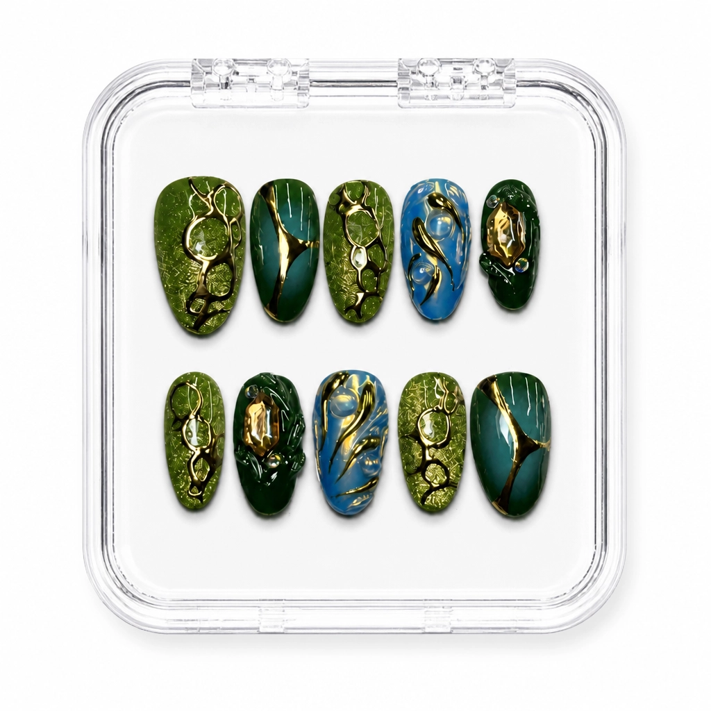 Press-on Nails Wholesale $14.90 Emerald Celestial by Yabe Vietnam