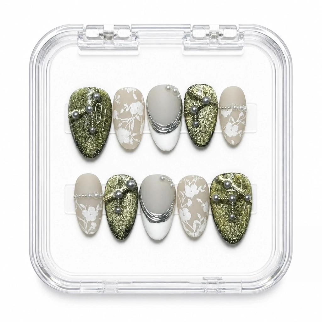 Press-on Nails Wholesale $14.90 Greige Gilded Elegance by Yabe Vietnam