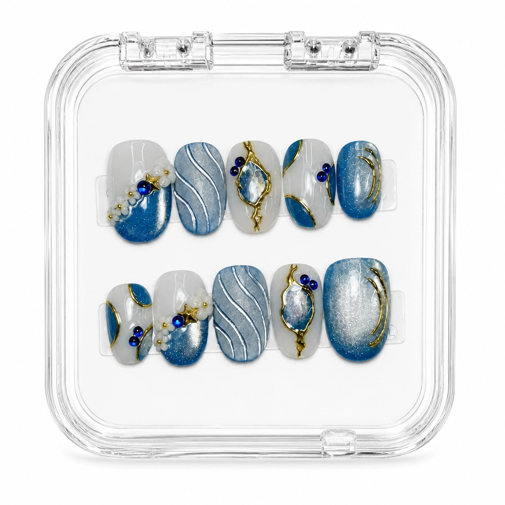 Press-on Nails Wholesale $14.90 Sapphire Elegance by Yabe Vietnam