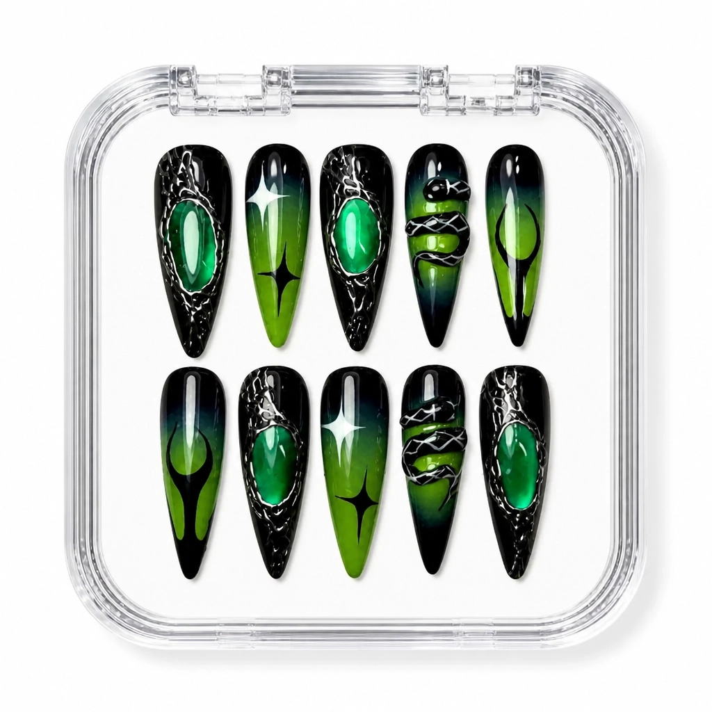 Press-on Nails Wholesale $14.90 Emerald Venom by Yabe Vietnam