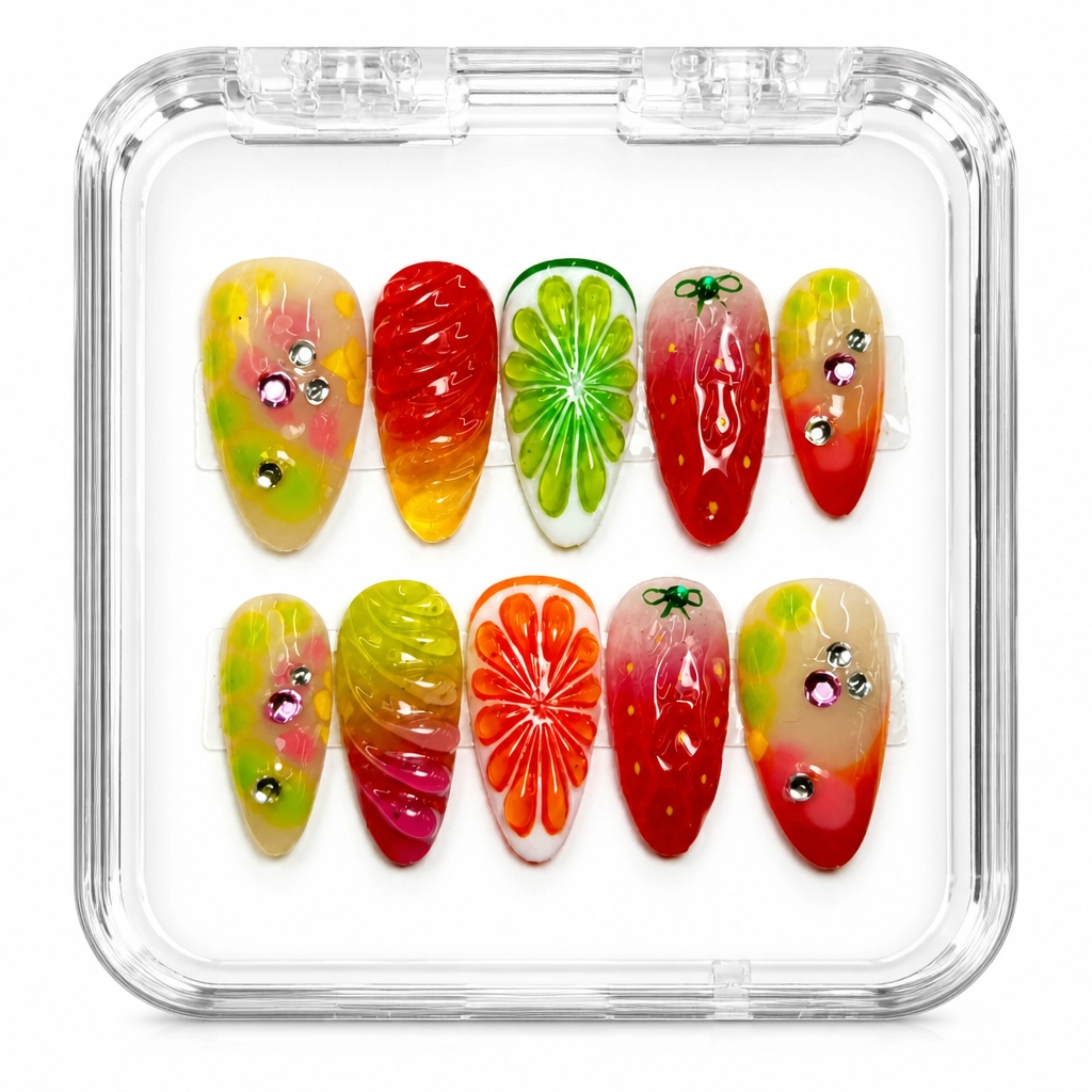 Press-on Nails Wholesale $14.90 Citrus Elegance by Yabe Vietnam