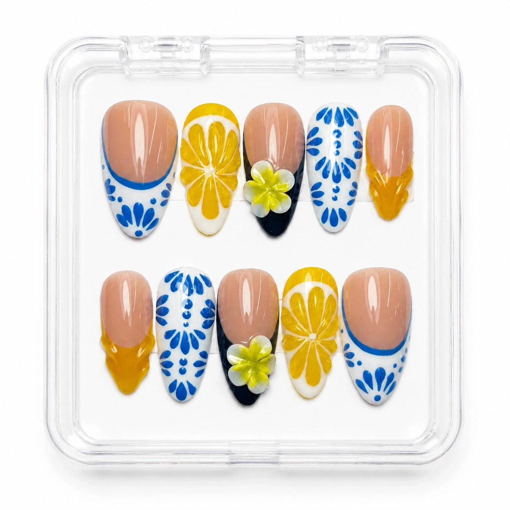 Press-on Nails Wholesale $14.90 Satin Botanical Bloom by Yabe Vietnam