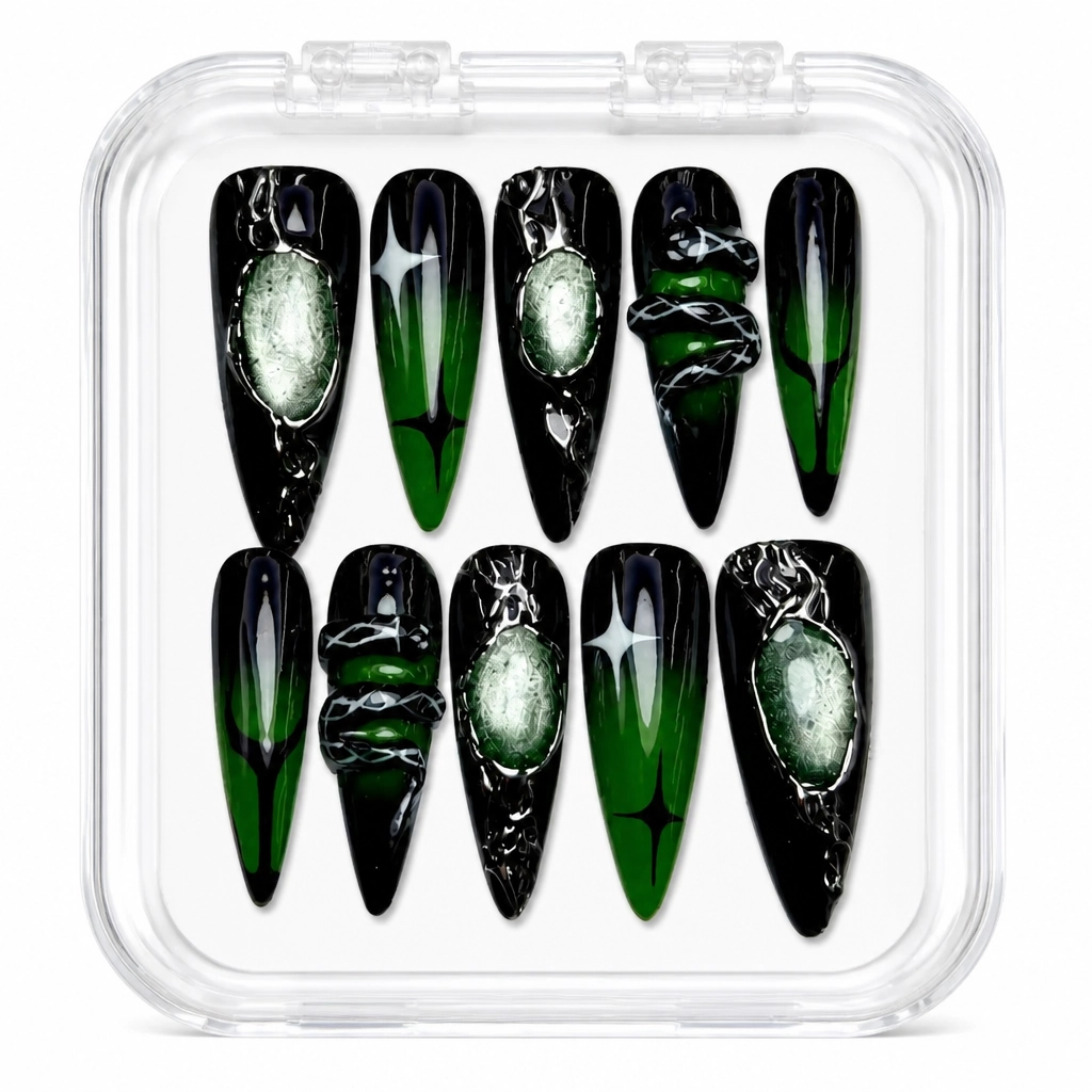 Press-on Nails Wholesale $14.90 Black Emerald Luxe by Yabe Vietnam